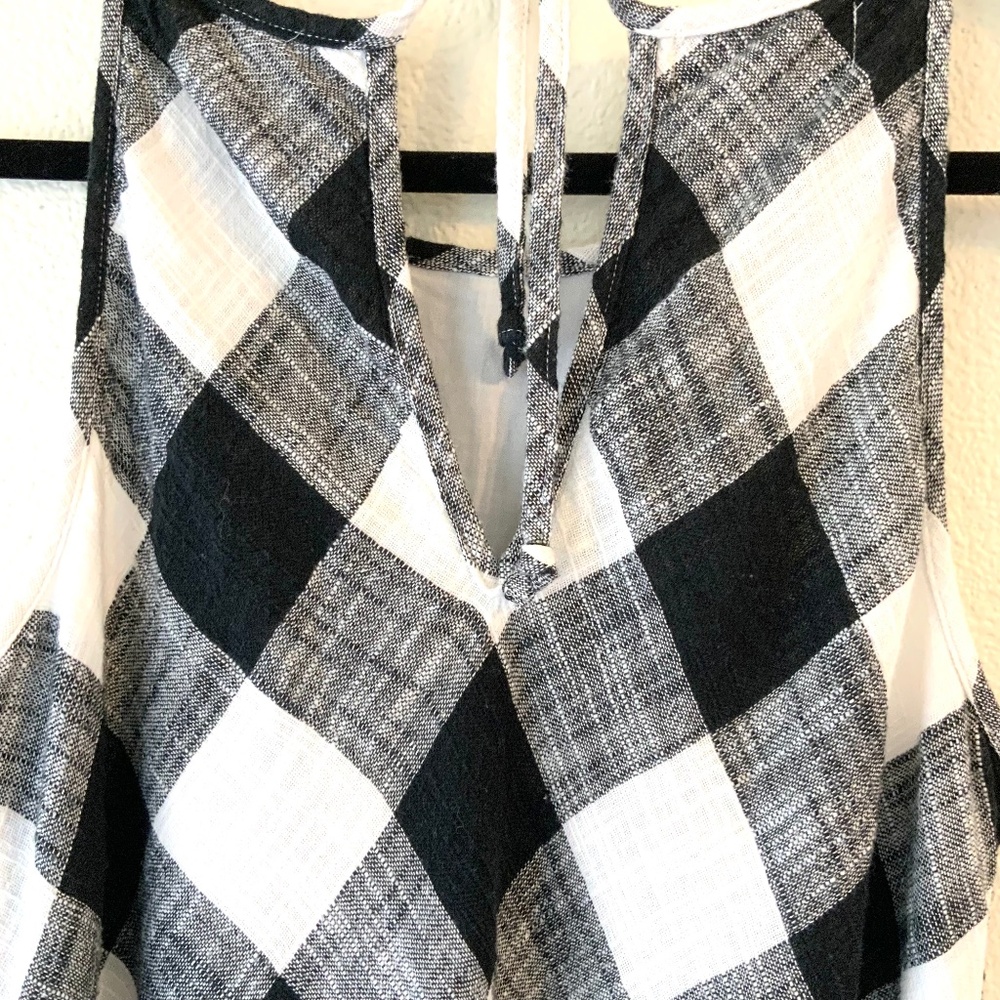 LIKE NEW! Anthropologie Plaid Dress Linen Size Small Tartan Gingham